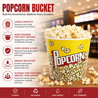 Contenants à Popcorn en Papier Personnalisables, Biodégradables, Recyclables et Réutilisables - Seau à Snacks en Gros pour Cinémas et KTV
