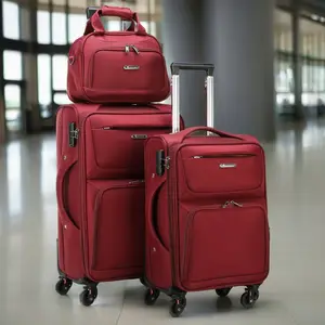 Hot-sell Best Travel 3 Pieces Nylon Material Trolley Suitcase Set Riding Luggage With Wheels Trolley Bags