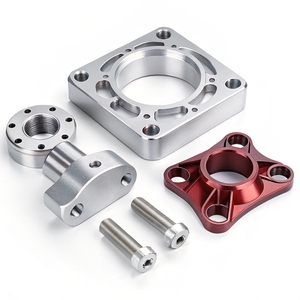 ชิ้นส่วนอะลูมิเนียมกลึงด้วยเครื่อง CNC ชิ้นส่วนโลหะที่มีความแม่นยำสูงตามสั่ง ผิวสีแดงและสีเงิน - Product Image 1