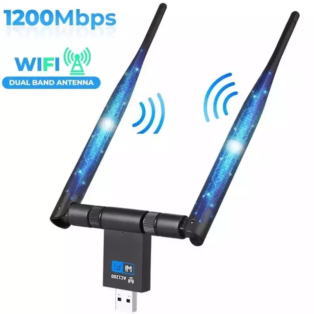 1200Mbps USB Wifi Dongle Adapter 5Ghz 2.4Ghz USB Dual Band RTL8811AU Wifi Antenna LAN Adapter for Windows Mac Desktop Laptop PC