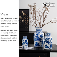 Pot à gingembre en porcelaine bleue et blanche, décoratif avec des oiseaux jaunes, pots de rangement en céramique, vase chinois antique pour la décoration de la maison