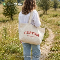 Tas Tote Kanvas Ekstra Besar Ramah Lingkungan Logo Kustom Minimalis Tas Belanja Bahan Berat Tahan Lama Dengan Kantong DIY