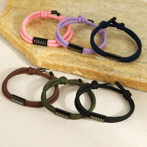 Bracelet <span class=keywords><strong>personnalisé</strong></span> avec initiale en acier inoxydable et breloque en corde de voile pour la fête des pères, <span class=keywords><strong>cadeau</strong></span> pour petit ami, mari, papa - Product Image 1