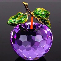 Pujiang haut de gamme cristal pomme voiture ornement créatif pomme rouge sculpté gravure paisible fruit thème idée cadeau de noël