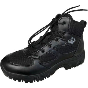 Zapatos de Entrenamiento Naval para Hombre, Corte Medio, Transpirables, de Cuero con Parches, Botas de Trabajo para Exteriores, Tacón Bajo, Grosor Estándar - Product Image 4