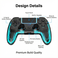Control Remoto Inalámbrico para Juegos YJT-4JP2012, Joystick con Luz RGB y Vibración para Consola de Videojuegos Playstation PS4