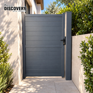 Puerta de entrada de jardín de casa al aire libre con listones de diseño moderno, puerta corredera de listón de aluminio, puertas y cercas peatonales de aluminio - Product Image 6