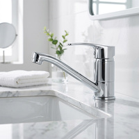 Robinet de cuisine moderne et contemporain en laiton poli pour hôtel, mitigeur flexible monotrou à jet aéré, avec cartouche céramique