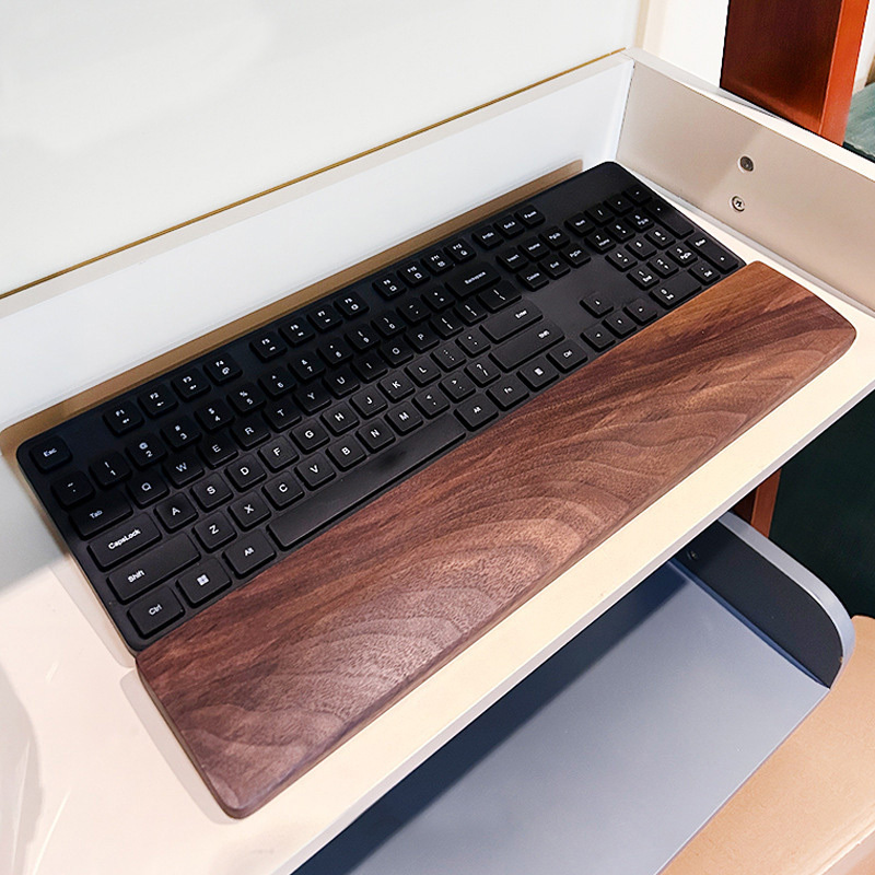 Reposamuñecas De Madera De Nogal Para Teclado - 30 Cm De Largo, Ergonómico Y Antideslizante, Para Oficina, Juegos O Casa