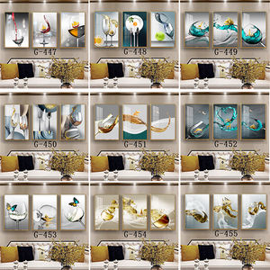 Ensemble de 3 tableaux sur toile représentant un couteau, une fourchette et une coupe à vin, nature morte, décoration murale, art de la coupe à vin, peinture moderne pour salle à manger - Product Image 5