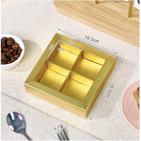 Boîte cadeau de luxe pour chocolats avec couvercle coulissant transparent, base dorée, ensembles de bonbons avec options de 2, 4, 6, 8 ou 12 compartiments
