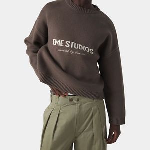 Cardigan in Maglia Jacquard con Scritta <span class=keywords><strong>EME</strong></span>, Stile Europeo e Americano, Autunno-Inverno, Pullover Oversize per Uomo e Donna - Product Image 3