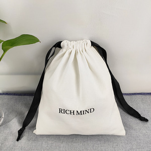 Tùy Chỉnh Vải Cotton Ribbon Pouch Đồ Trang Sức Xem Calico Dây Kéo Túi Logo In - Product Image 1