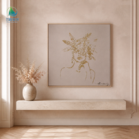 Peintures murales abstraites à motifs floraux dorés avec accents de paillettes, portrait de femme, ligne artistique, très vendues