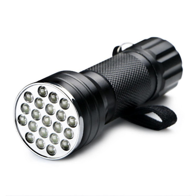 RTS Factory Price 21 LED Aluminum Ultraviolet Black Silver Light UV Flashlight , Handheld UV Torch Outdoor