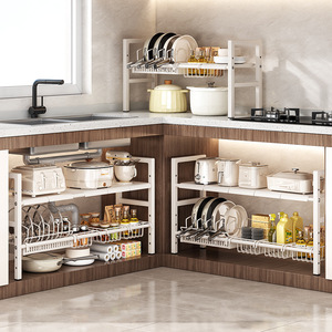 Sea Shark Extendable Kitchen Sink <b>Rack</b> Stainless Steel Multi Functional Cookware Storage For Cabinet Tiered Organization - Product Image 3