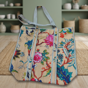 Nuevo Bolso Tote de Algodón Hecho a Mano en India con Estampado a Bloque, Bolso de Compras para Mujer, Bolso de Hombro Acolchado con Estampado a Bloque Hecho a Mano - Product Image 2