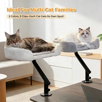 Lit de bureau confortable pour chats, hamac pour chat, nid à fixer, hauteur réglable, housse amovible, imitation fourrure, lit pour chat