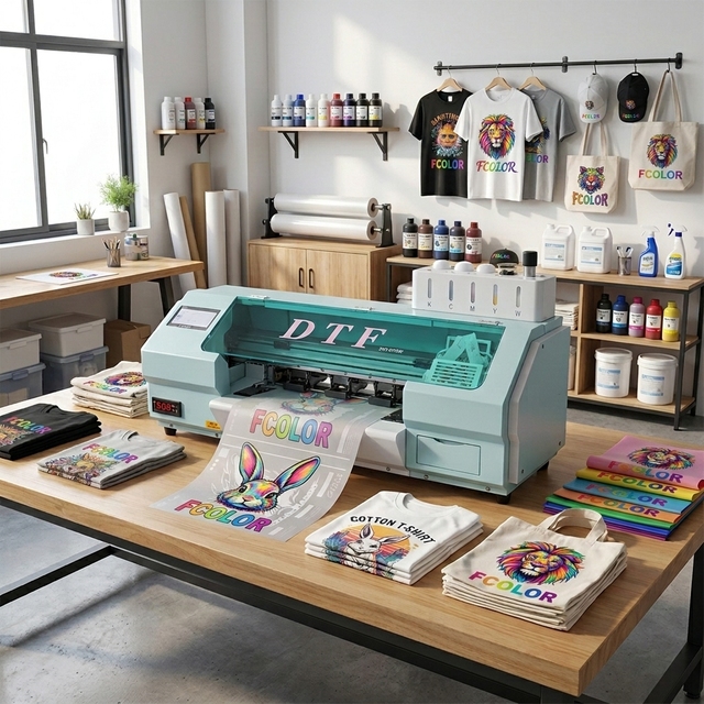 FCOLOR Cheapest Factory Price A3 Roll to Roll DTF Printer with XP600 Head T Shirt DTF Printer for Clothes