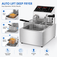 Freidora eléctrica comercial automática de acero inoxidable de 6L y 3.5KW con pantalla táctil para mostrador