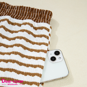 Dear-Lover Wholesale Casual Everyday Soft Chic Women Stripe Collared Pullover <strong>Top</strong> and <strong>Drawstring</strong> Pant Set Two Piece Clothing - Product Image 4