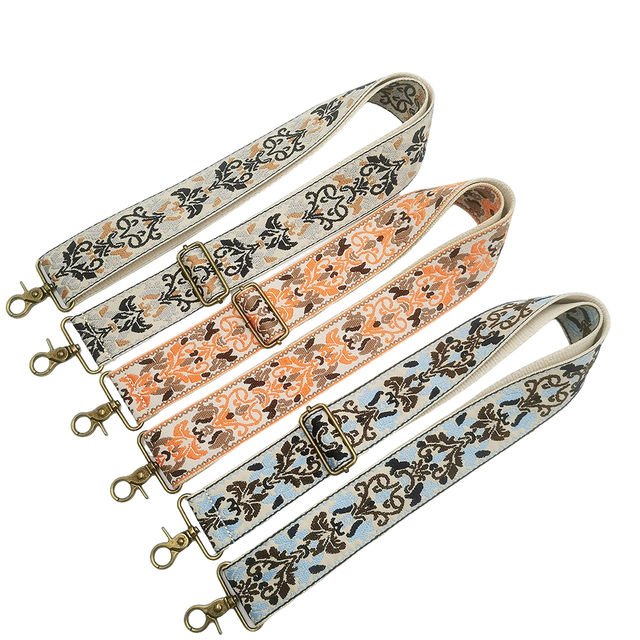Custom Polyester Cross-Body Wide Bag Strap Classic Vintage Style Jacquard Webbing with Logo Portable and Strong Shoulder Strap