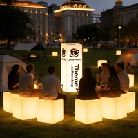 Fauteuil/Tabouret de Bar LED Cube Européen Sans Fil Rustique en Plastique Rechargeable de 16 Pouces, Lumineux et Changeant de Couleur pour Hôtels et Restaurants