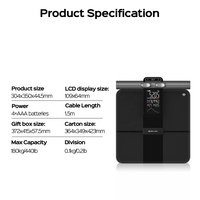 Báscula de baño Digital ITO con 8 electrodos Tipo de sensor inteligente 180kg Capacidad máxima de peso Función de medición de grasa Pantalla digital