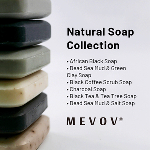 MEVOV Paquete de 6 Jabones Naturales, Jabón Negro Africano, <span class=keywords><strong>Exfoliante</strong></span> de Café, Árbol de Té, Carbón Vegetal. Caja de Regalo de Jabón de Baño Humectante - Product Image 5