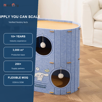En gros, Lit pour chat en feutre multicouche, universel toutes saisons, bleu, mignon, avec structure d'escalade, maison-caverne et cachette, lavable