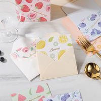 Cartes pliables à thème fruité multi-motifs, cartes en papier imprimées avec de jolis motifs de pastèque, orange, myrtille, pêche