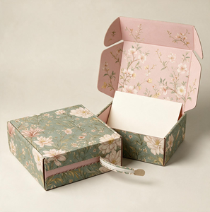SPNNCE JHX001 Floral <b>Pattern</b> Rigid Folders Rectangle Shape Magnetic Closure Corrugated Board Liner Cotton Liner Recyclable <b>Paper</b> - Product Image 1