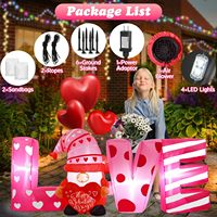 Lettres d'amour gonflables de 6 pieds de long pour la Saint-Valentin, gnome gonflable romantique en forme de cœur lumineux, décoration de jardin, fête, anniversaire de mariage