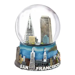 Handpainting 100Mm Kristallen Sneeuwbol Glazen Waterbol Groothandel Toeristische Souvenir San Francisco Sneeuwbol