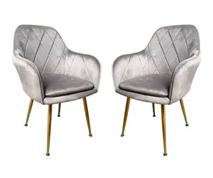 Factory Modern High Quality Custom Rotating Romantic Fabric Velvet Metal Leg Dining Room Chairs