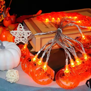 Guirlande lumineuse LED plate en forme de citrouille alimentée par USB, décoration d'Halloween, <span class=keywords><strong>Jack</strong></span>-o'-lantern pour l'intérieur, l'extérieur, les fêtes de jardin, IP44 - Product Image 2