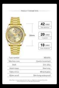 最高のクォーツ時計スポーツデートステンレス鋼防水時計ファッション高級メンズビジネス腕時計 - Product Image 4