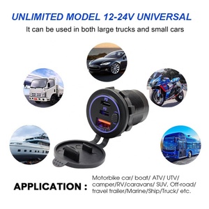 مقاوم للماء 45 واط مزدوج نوع C PD مقبس واحد USB a QC3.0 18W 3 منافذ USB 63W شاحن سيارة للقارب RV - Product Image 6