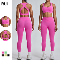 RUIQUWIN Ensemble 2 pièces pour femme, haut de yoga sexy dos nu grande taille et pantalon de yoga taille haute coupe ajustée, écologique et respirant