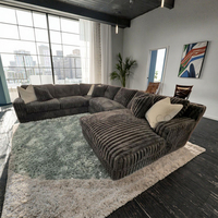 Canapé d'angle modulaire moderne en tissu velours côtelé et lit de cinéma convertible, ensemble de meubles de salon en mousse et bois encastré, vente en gros