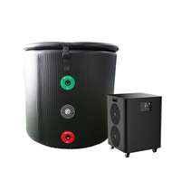CHILLMEND Baignoire de glace gonflable DWF en matériau de qualité supérieure, baril de bain froid rond pour applications chaudes et froides, avec refroidisseur d'eau 1HP