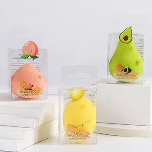 Fruit makeup Blender with storage box foundation Cosmetic puff Individually Powder Beauty peach lemon avocado makeup Sponge
