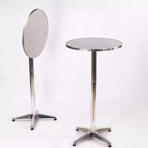 Açık kapalı taşınabilir hafif yuvarlak alüminyum katlanır veranda kokteyl kahve bar masası - Product Image 6