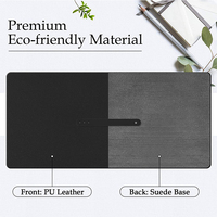 Tapis de bureau antidérapant en daim noir imperméable en cuir PU/PVC, tapis de souris très vendu