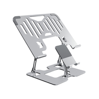 Support pour ordinateur portable 2-en-1 avec support pour téléphone, support de bureau pliable pour ordinateur portable pour studio de travail ou bureau