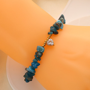 Bohemian Đầy Màu Sắc Không Thường Xuyên Tự Nhiên Đá Sỏi Vòng Đeo Tay Handmade Đính Cườm Thép Không Gỉ Chuỗi Pha Lê Vòng Đeo Tay Trái Tim - Product Image 3