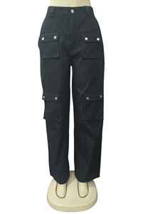 Pantalones <span class=keywords><strong>cargo</strong></span> con <span class=keywords><strong>m</strong></span>últiples bolsillos al por mayor de fábrica, pantalones de chándal de pierna recta de talla grande para <span class=keywords><strong>mujer</strong></span>, pantalones informales de moda de calle alta - Product Image 4