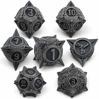 Ensemble de dés à points en cuivre rouge antique, 7 pièces, dés polyédriques ornés pour D&D, jeux de rôle, jeux de société, coffret cadeau