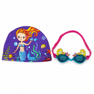 Set de <span class=keywords><strong>Gorro</strong></span> y Gafas de Natación de Sirena para Niños, Correa de Silicona Suave, Ajuste Delicado y Ajustable, Lentes Translúcidas, Amigables con la Piel, para Diversión en la <span class=keywords><strong>Piscina</strong></span> - Product Image 1