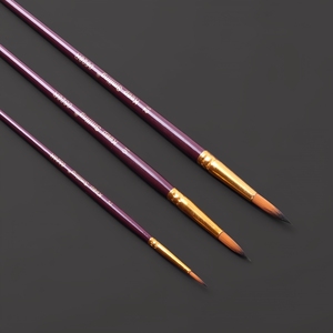 Keep Smiling Art Supplies – Ensemble de 3 pinceaux à poignée en bois pour peinture <span class=keywords><strong>acrylique</strong></span>, aquarelle et huile - Product Image 5